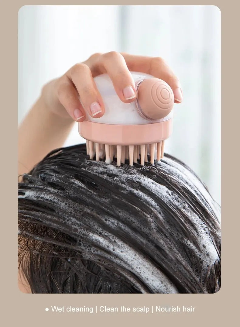 Pet Bath Brush with Shampoo Dispenser – Soft Silicone Grooming & Massage Brush