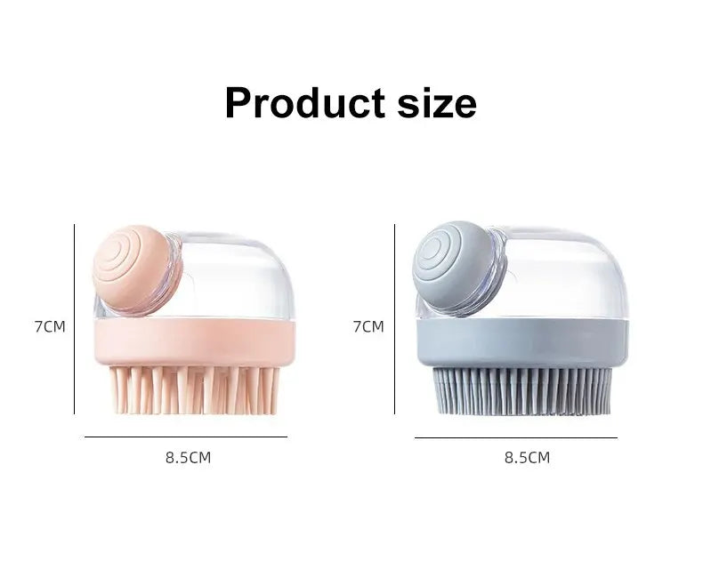 Pet Bath Brush with Shampoo Dispenser – Soft Silicone Grooming & Massage Brush