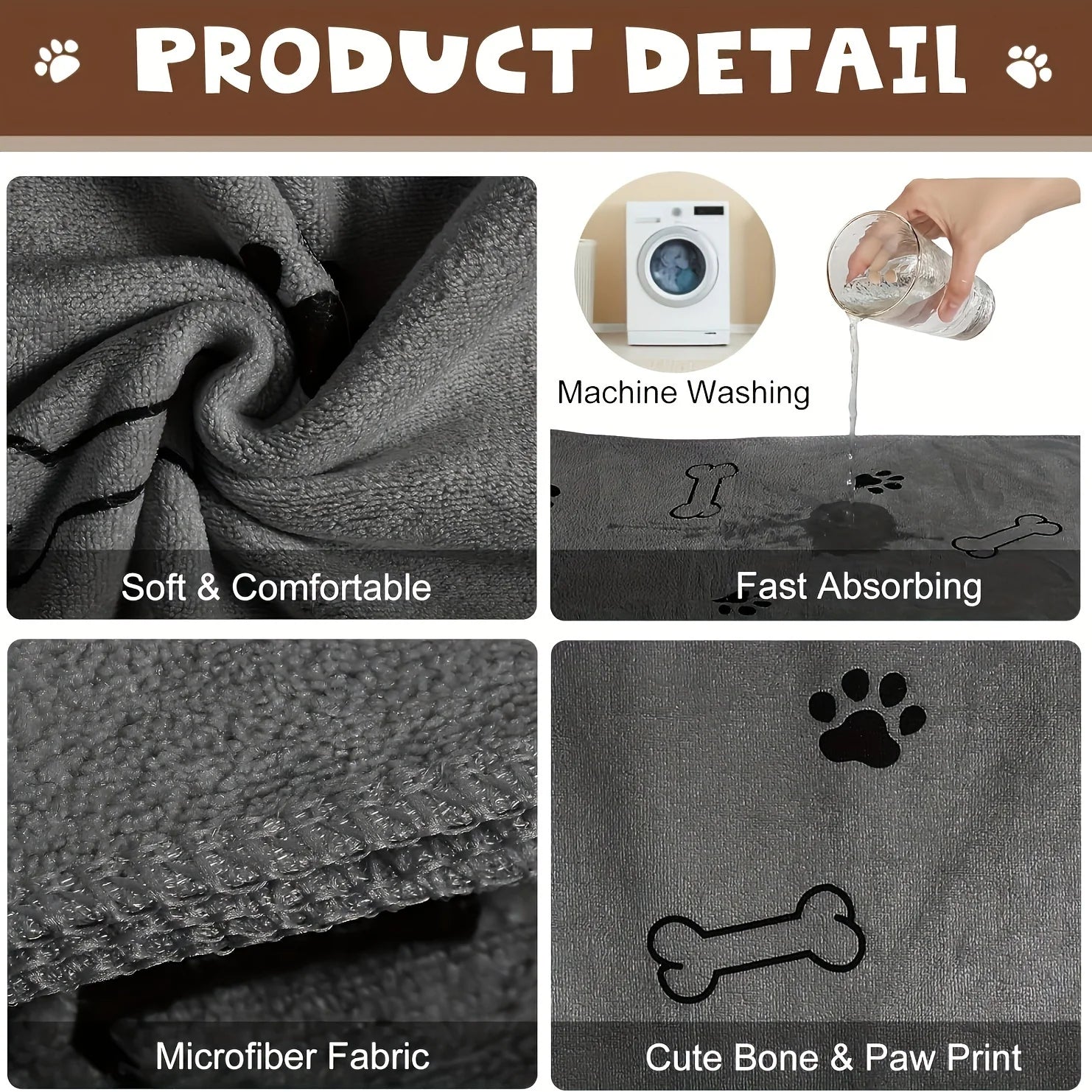Super Absorbent Microfiber Pet Towel – Quick-Dry, Soft & Durable 1/3 pcs