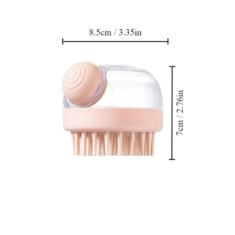 Pet Bath Brush with Shampoo Dispenser – Soft Silicone Grooming & Massage Brush