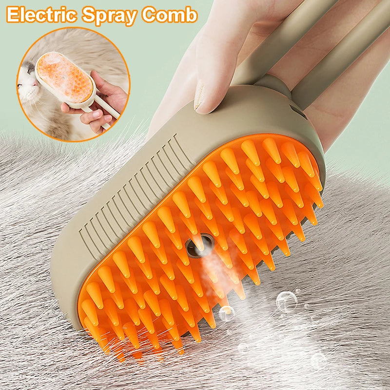 Electric Steam Spray Pet Brush – 3-in-1 Grooming & Hair Removal Comb